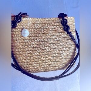 Croft & Barrow Handmade Tan Woven Women Handbag/Purse Double Strap Snap NWT